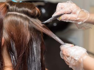 hair coloring in a beauty salon